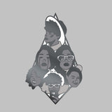A 2-inch hard enamel pin in a diamond shape. Created with a black, white, and grey design called Masks: Hi, I'm Morgan